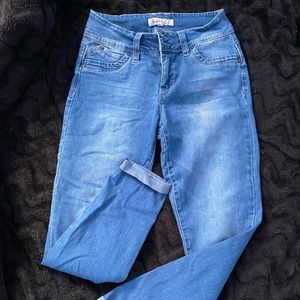 Medium washed high waisted jeans
